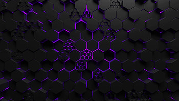 Abstract technological background made of black hexagons with purple glow. Seamless loop Motion Background, Dark Hexagon HD wallpaper