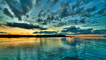 Perfect Blue Sunset, blue, sunset, nature, water, sky HD wallpaper