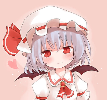 Kawaii Remi, wings, cute, red eyes, vampire, zun, kawaii, chibi, anime, pretty, remilia scarlet, white hair, touhou, shrine maiden project, heart, lovely HD wallpaper