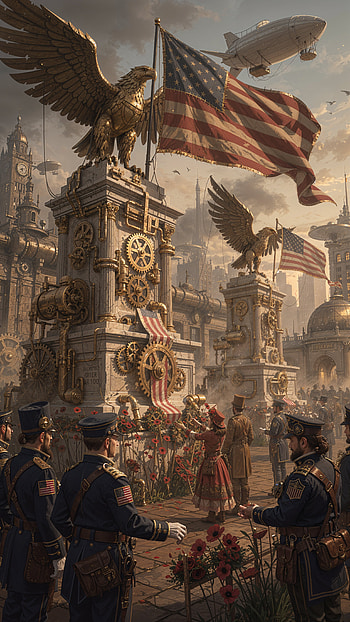 Memorial Day Sentinel — Patriotic , American Flag, Eagle, Steampunk HD phone wallpaper