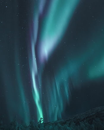 Captivating view of aurora borealis lighting up a starry night sky with vibrant colors and patterns. HD phone wallpaper