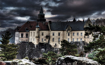 Hruba Skala chateau from Marianska Vyhlidka, hruba, chateau, skala HD wallpaper