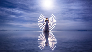 Brushstrokes Of Light Capturing A Girl In White Dress Presence, graphy HD wallpaper