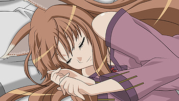 Spice and Wolf Sleeping Horo, cute, spice and wolf, horo, fox girl HD wallpaper