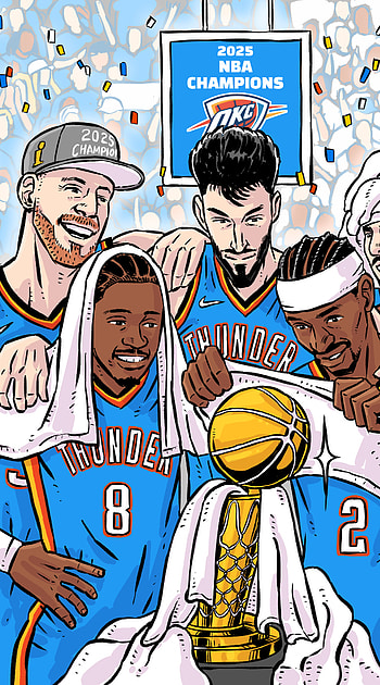 OKC Thunder 2025 NBA Champs Featuring Gilgeous-Alexander & Williams, NBA HD phone wallpaper