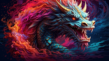 Colorful Chinese Dragon, Chinese, dragon, colorful, monster HD wallpaper