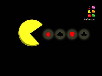 Pacman Eats Poker, poker, video game, yellow, pacman, spade, diamond, club, heart HD wallpaper