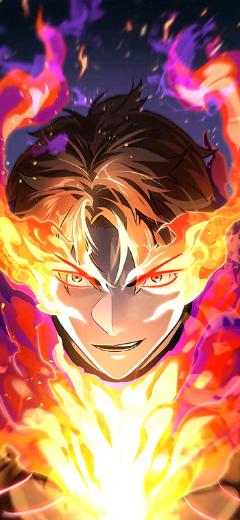Anime Boy, orange, art, anime_boy, fire HD phone wallpaper