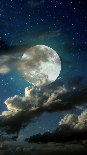 Moon, Moon Night, Clouds HD phone wallpaper
