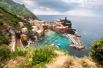 Seaside, sea, port, water, town HD wallpaper