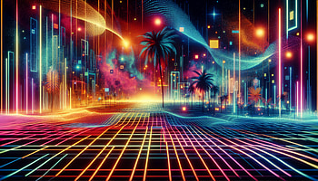 Neon Dreams: A Stunning Ultra, neon lights, neon, Digital Art, palm tree, futuristic HD wallpaper