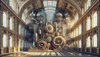 Steampunk Architecture Fantasy, steampunk, gears, machine, architecture, industrial HD wallpaper