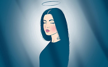 Vector, Tattoo, Dream, Angel, Calmness, Tranquillity, Lips, Nimbus HD wallpaper