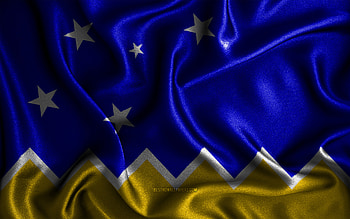 Magallanes flag, , silk wavy flags, Chilean regions, Flag of Magallanes, fabric flags, 3D art, Magallanes, Regions of Chile, Magallanes 3D flag, Chile HD wallpaper