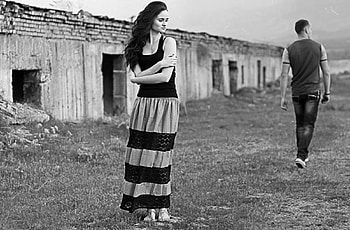 Ruines, man, bw, breakup, woman HD wallpaper