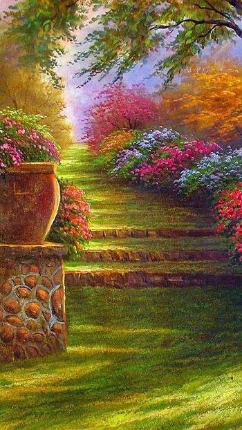 Spring Garden, colorful, flower, garden, artistic, painting HD phone wallpaper