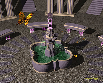 Fountain Butterfly, butterfly, fantasy, art, fountain, other HD wallpaper