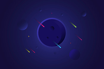 Planets, blue, falling stars, minimal HD wallpaper