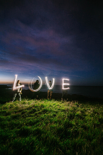 Night, landscape, love HD phone wallpaper