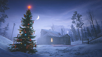 Christmas-Cabin, winter, Christmas, tree, Cabin HD wallpaper