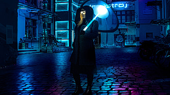 Cyberpunk Girl Umbrella , cyberpunk, graphy, umbrella, neon HD wallpaper