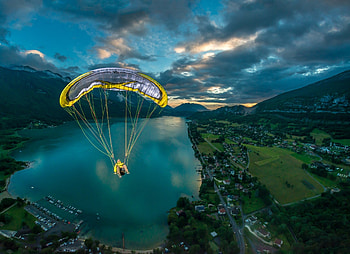 Paragliding sport, Nature landscapes, Aerial wonder, Captivating views HD wallpaper