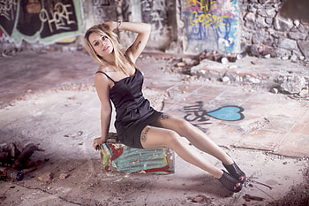 Tattoo Girl Brunette, girls, brunette, model, tattoo HD wallpaper