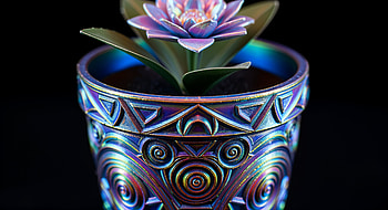 Flower Pot with Intricate Geometric Design, succulent plant HD wallpaper