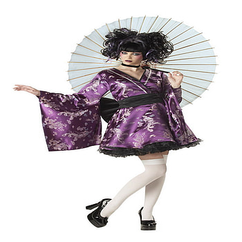 oriental, purple, umbrella, kimono HD wallpaper