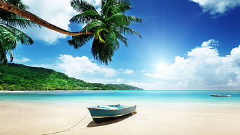 Boat clear sky, Clouds sea, Nature posters HD wallpaper