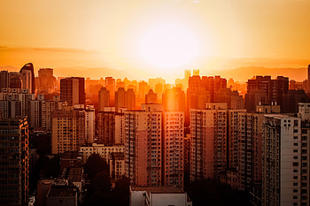 Cities, Sunset, Building, View From Above, China, Beijing HD wallpaper