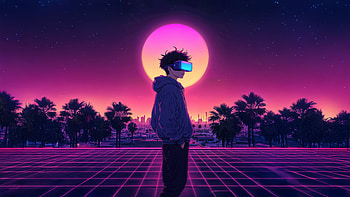 Anime Boy Living In Virtual Reality, anime-boy, neon, artwork, art, digital-art, ai, artist HD wallpaper