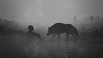 The Wolf And The Kid , wolf, artist, artwork, digital-art, deviantart HD wallpaper