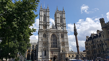 Westminister Abbey, London, England, UK, England, Abbey, Trees, London, Architecture, Westminister, Clouds, Sky HD wallpaper