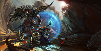 Fantasy, Art, Cave, Battle, Armor, Armour, Warriors HD wallpaper