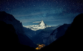 Swiss Alps at Night C, graphy, landscape, beautiful, Switzerland, scenery, wide screen, nature, , alps HD wallpaper