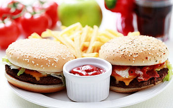 Burger appreciation, Appetizing masterpiece, Delectable bites, Satisfying creation HD wallpaper
