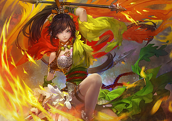 Fantasy girl, mumeiren, colorful, fantasy, yellow, green, red, mu meiren, girl HD wallpaper
