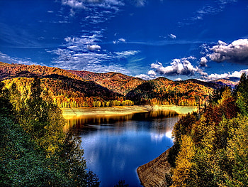 Summer lake, summer, clouds, sky, beautiful, water, lake, mountain HD wallpaper