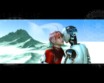 long lost love, robot, 3d, space, woman, future, female HD wallpaper