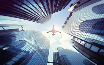 Plane Over Building, planes, building, graphy HD wallpaper
