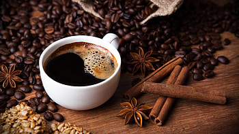 Coffee cup magic, Aromatic coffee beans, Captivating coffee cup , High-resolution delight HD wallpaper