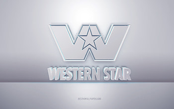 Western Star 3d white logo, gray background, Western Star logo, creative 3d art, Western Star, 3d emblem HD wallpaper