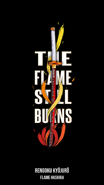 The Flame Still Burns, sword, Kyojuro Rengoku, Anime, Demon Slayer: Kimetsu no Yaiba HD phone wallpaper