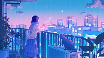 Night Coffee Drinking , Retro Anime Aesthetic HD wallpaper