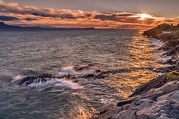 Nature, Sunset, Rocks, Shore, Bank, Ocean, Surf HD wallpaper