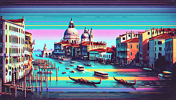 Venice Magic: A Vibrant Ultra, Venice, canal, gondola, Digital Art, architecture HD wallpaper