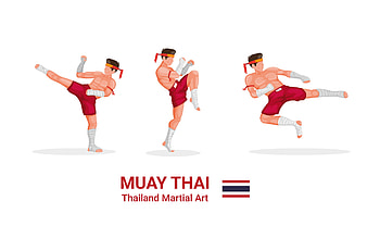 Muay Thai, Traditional martial art, Figure collection, Cartoon illustration HD wallpaper