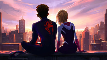 Miles And Gwen Fanart, gwen-stacy, miles-morales, spider-man-across-the-spider-verse, spiderman, superheroes, artist, artwork, digital-art HD wallpaper