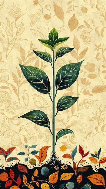 Verdant Sprout - Nature's Art, nature, plant, foliage, illustration HD phone wallpaper